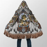 Winter  Hooded Cloak Native Spirit Wolf 3D All Over Fleece wind breaker Warm Hood Cloak