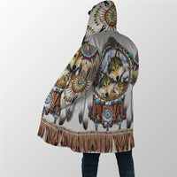 Winter  Hooded Cloak Native Spirit Wolf 3D All Over Fleece wind breaker Warm Hood Cloak
