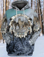 Wolf Beautiful Tribal Native Printed Hoodie Fast Free Deliver to your door