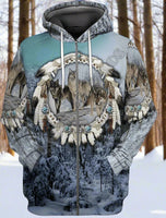 Wolf Beautiful Tribal Native Printed Hoodie Fast Free Deliver to your door