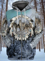 Wolf Beautiful Tribal Native Printed Hoodie Fast Free Deliver to your door