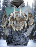 Wolf Beautiful Tribal Native Printed Hoodie Fast Free Deliver to your door
