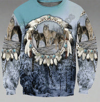 Wolf Beautiful Tribal Native Printed Hoodie Fast Free Deliver to your door