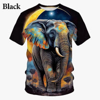 Elephant 3D Printed T Shirt Summer New Men's and Women's Casual Funny Animal Short Sleeved Round Neck T Shirt
