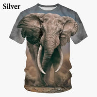 Elephant 3D Printed T Shirt Summer New Men's and Women's Casual Funny Animal Short Sleeved Round Neck T Shirt
