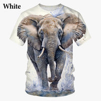 Elephant 3D Printed T Shirt Summer New Men's and Women's Casual Funny Animal Short Sleeved Round Neck T Shirt