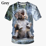 Elephant 3D Printed T Shirt Summer New Men's and Women's Casual Funny Animal Short Sleeved Round Neck T Shirt