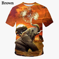 Elephant 3D Printed T Shirt Summer New Men's and Women's Casual Funny Animal Short Sleeved Round Neck T Shirt