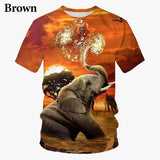 Elephant 3D Printed T Shirt Summer New Men's and Women's Casual Funny Animal Short Sleeved Round Neck T Shirt