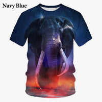 Elephant 3D Printed T Shirt Summer New Men's and Women's Casual Funny Animal Short Sleeved Round Neck T Shirt