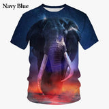 Elephant 3D Printed T Shirt Summer New Men's and Women's Casual Funny Animal Short Sleeved Round Neck T Shirt