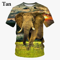 Elephant 3D Printed T Shirt Summer New Men's and Women's Casual Funny Animal Short Sleeved Round Neck T Shirt