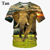 Elephant 3D Printed T Shirt Summer New Men's and Women's Casual Funny Animal Short Sleeved Round Neck T Shirt