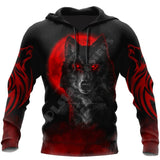 Beautiful The Red Moon Wolf 3D Hoodie Autumn Sweatshirt Zip Pullover  Streetwear KJ462