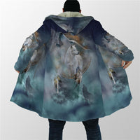 Winter Men For Women Hooded Cloak Native Spirit Wolf 3D All Over Prined Fleece wind breaker Warm Hood Cloak