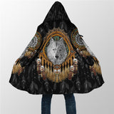 Winter Men For Women Hooded Cloak Native Spirit Wolf 3D All Over Prined Fleece wind breaker Warm Hood Cloak