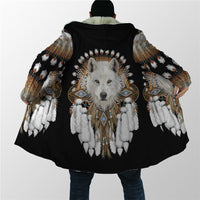 Winter Men For Women Hooded Cloak Native Spirit Wolf 3D All Over Prined Fleece wind breaker Warm Hood Cloak