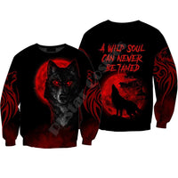 Beautiful The Red Moon Wolf 3D Hoodie Autumn Sweatshirt Zip Pullover  Streetwear KJ462