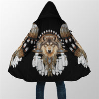Winter Men For Women Hooded Cloak Native Spirit Wolf 3D All Over Prined Fleece wind breaker Warm Hood Cloak