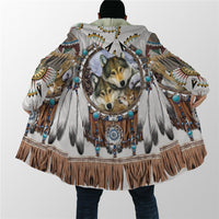 Winter Men For Women Hooded Cloak Native Spirit Wolf 3D All Over Prined Fleece wind breaker Warm Hood Cloak