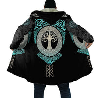 Viking Hooded cloak tattoo Thick Fleece wind breaker - bargainwarehouse2018.com